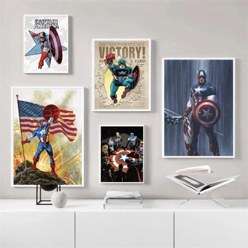 Marvel Classic Superhero Captain America Wall Art Canvas Painting Colorful Popular Cuadros Style Pictures Living Room Home Decor
