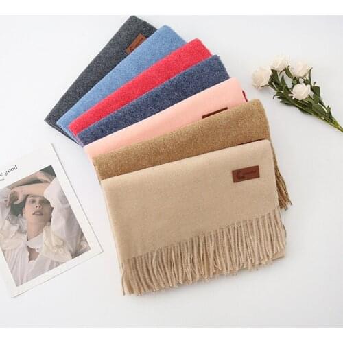 Fashion 2020 Plain Women Cashmere Pashmina Hijabs Scarves Tassels Long Lady Scarf Shawls Winter Hijabs Wraps 10pcs/lot