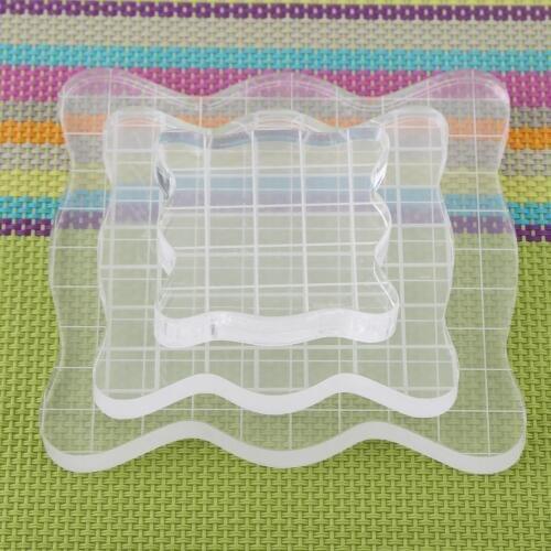 Clear Block Pad Acrylic Stamping Blocks Transparent Grid Block Set for Scrapbooking Color Stamping Process Essential Tools