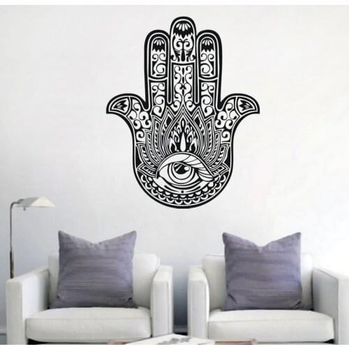Hamsa Hand Wall Sticker Fatima Yoga Indian Buddha Wall Decals Home Decor Vinyl Art Murals For Living Room Bedroom Decoration