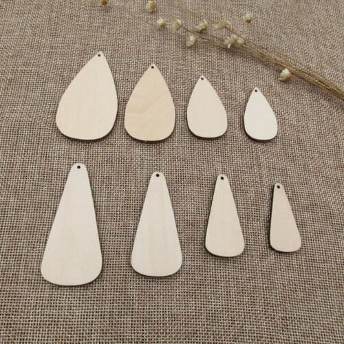 Unfinished Blank Wood Teardrop Style Shape Cutout Plywood For DIY Dropearring Jewerly Project Painting Making