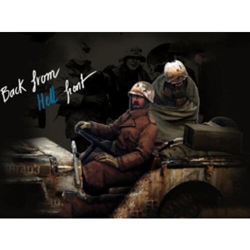 1/35 Scale Unpainted Resin Figure US Willy Jeep infantry 2 figures collection figure