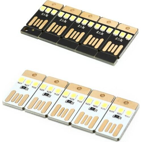 5pcs/lot Night Lamp Mini Pocket Card USB Power LED Keychain Night Light 0.2W USB LED Bulb Book Light For Laptop PC Powerbank