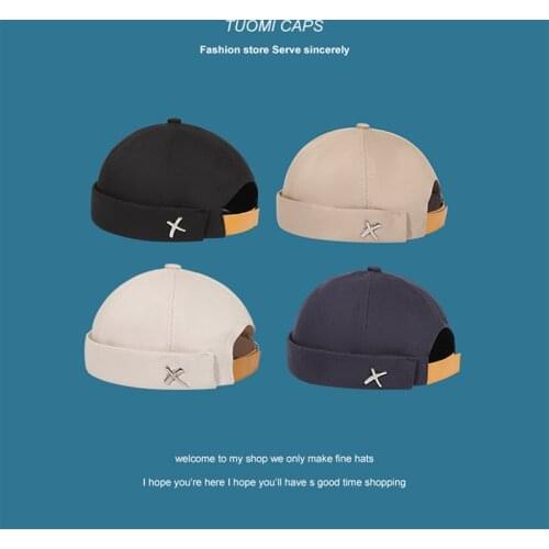 New Hat Male Autumn And Winter Retro Letter Iron Mark Landlord Hat Korean Personality Melon Hat Female Literary Hat