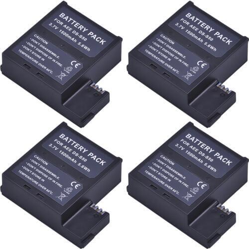 PowerTrust NEW 4x 1500mAh DS-S50 DSS50 S50 Replacement Battery Accu for AEE D33 S50 S51 S60 S71 S70 Camera