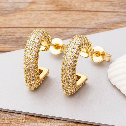 Charm Gold/Silver Stud Earrings High Quality Woman Fashion Jewelry New Heart-shaped Copper Zircon Hot Sale Party Earrings Gift