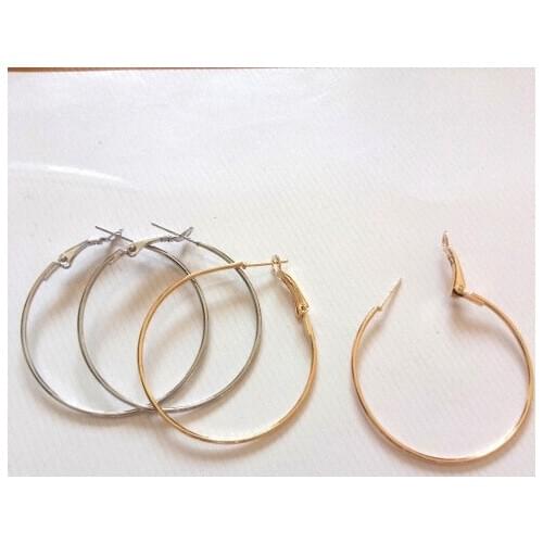 Wholesale 100pcs Large Round Earring 4.0cm Fashion Women Gold /White K Hyperbole Ear Metal Hoop Brand New And High Quality