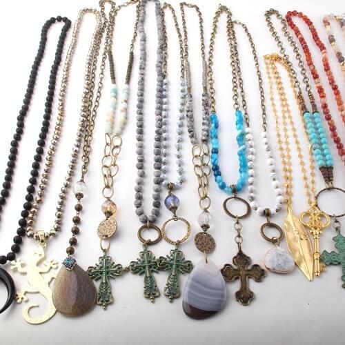 Wholesale Fashion 20pc Mix Color Cross Necklace Handmade Women Jewelry
