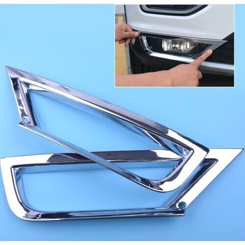 1 Pair ABS Car Front Fog Light Strip Frame Cover Chrome Plated Trim Decoration Accessories Fit for VW T-ROC 2017 2018