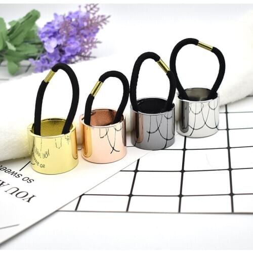 2020 Wholesale New Chic Catwalk Hair Cuff Wrap Tail Band Elastic Metal Holder Ring Mirror Tie Stretch Hair Jewelry Accessories