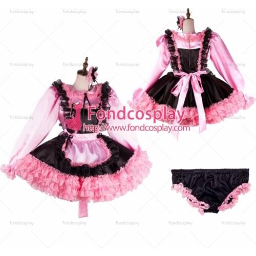 Sissy maid satin dress lockable Uniform cosplay costume Tailor-made[G2121]