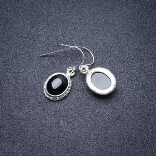 Natural Black Onyx Handmade Unique 925 Sterling Silver Earrings 1" Y2908