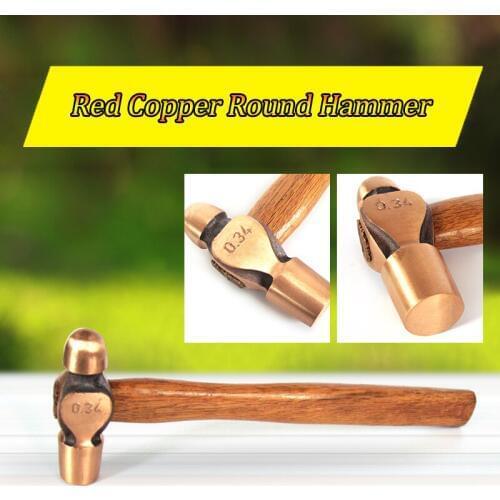 Explosion-proof Ball-peen Hammer with wooden handle,Red Copper Round Hammer,Safety Tools