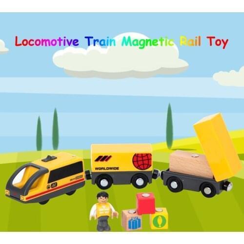 Railway Locomotive Magnetically Connected Electric Small Train Magnetic Rail Toy Compatible With Wooden Track Present For Kids