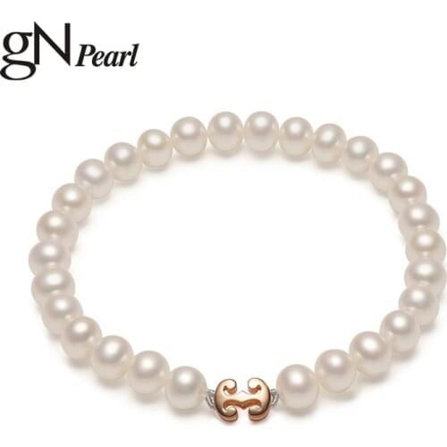 GN Pearl 925 Sterling Silver Strand Bracelets gNPearl Genuien Natural Freshwater 6-7mm Pearl Bracelet Fine Jewelry for Women