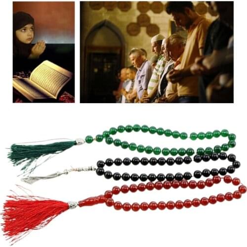 Muslim Tasbih 33 Rosary Beads Islam Prayer Dhikr Misbaha Islamic Religion Eid Ramadan Gift 12mm Bead Black/Green/Red