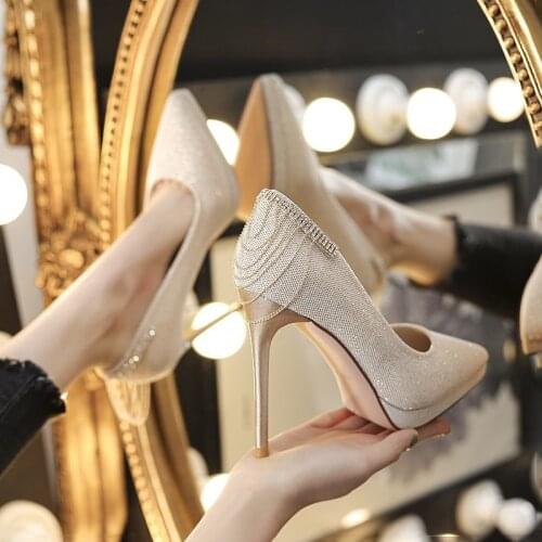2021 New Women Pumps Fashion High Heels Shoes Black Gold Silver Shoes Women Wedding Shoes Ladies Stiletto Women Heels