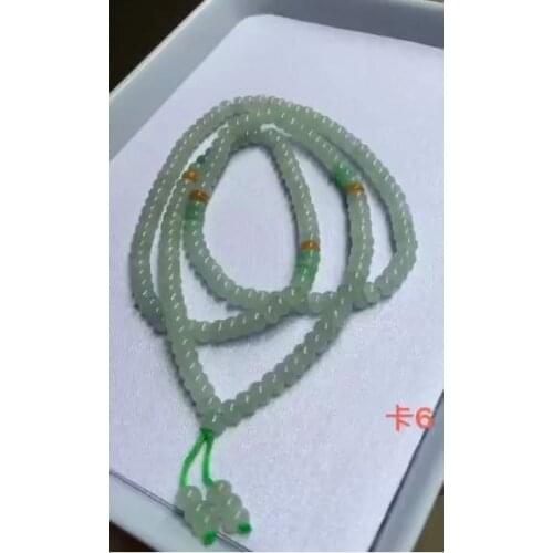 Natural 7A Myanmar green jade bracelet bangle jadite jade108 beads bracelets for women amber jade jewelry 6mm necklace