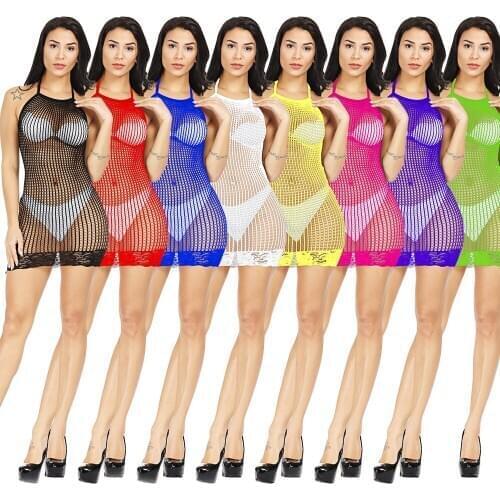 Women Sexy Lingerie Fishnet Hollow Nightdress Elasticity Sexy Costumes Baby Doll Dress Erotic Lingerie For Women