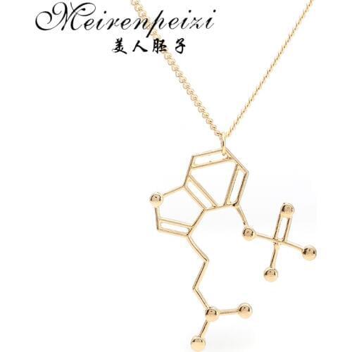 Gold Silver Black For Women Necklace New Fashion Simple Chemical Molecule Structure Formula Pendant Necklace Jewelry Gift