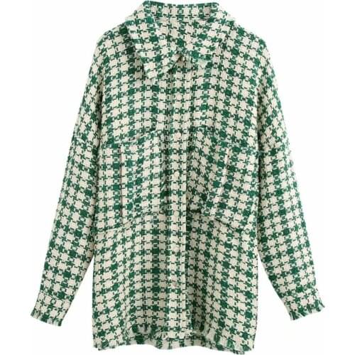 New Autumn Winter Women Tweed Coat Long Check Plaid Casual Women Jacket windbreaker Outerwear Trench parka female