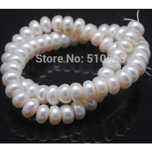 1 Strands=38cm length/Lot(45pcs), Nature Cultured Freshwater Pearl,Abacus Shape,White Colors,Size: 10-11,Nature Pearl