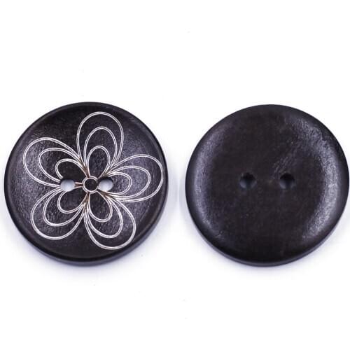 10PCS Dark Brown Wood Sewing Buttons 2 Holes Round 30mm For Apparel Clothing Coat Blazer Sweater Scrapbook Crafts Accessories