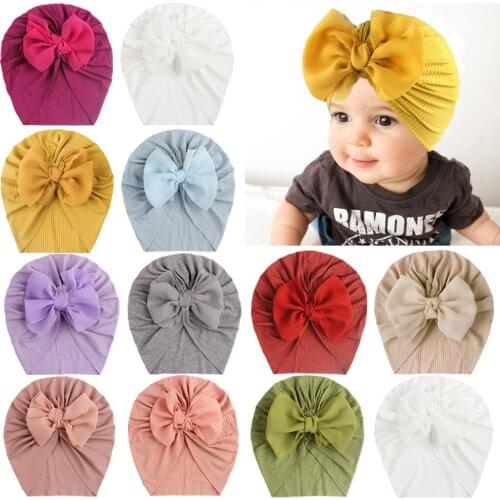 2021 New Bow Baby Hats for Girls Bonnet Headwear Kids Hats Caps Toddler Turban Hat Baby Beanie Cap Accessories 1PC