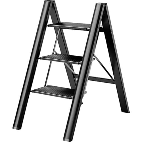 3 Step Folding Step Stool with Anti-slip Wide Pedal 330lbs Aluminum Alloy Multifunction Step Ladder Storage Shelf Flower Stand