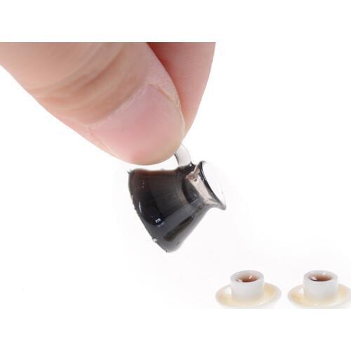 3 pcs/Set (1xcoffee pot 2xcoffee cup and saucer) Coffee Pot Cup and Saucer Dollhouse Miniature Kitchen Pretend Play Toys