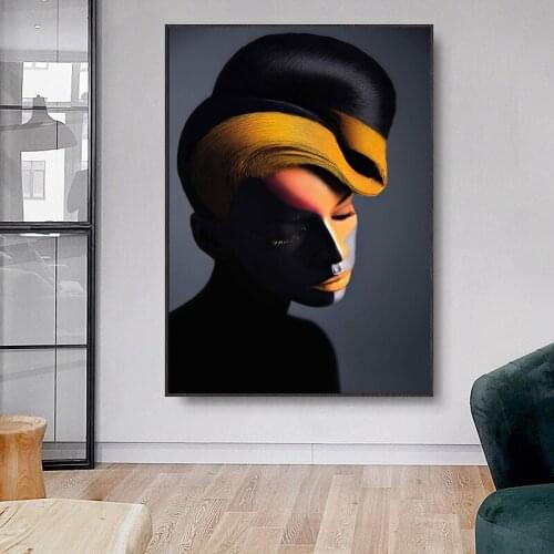 African Abstract Black Woman Portrait Art Canvas Painting Posters and Prints Scandinavian Wall Pictures for Living Room Decor