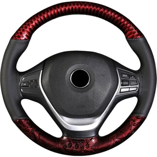 Car Accessories Steering Wheel Cover DIY Fashion Leather With Dragon Pattern 5 Colors With Needle And Thread 38cm Universal