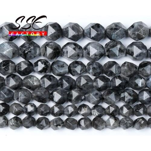 Natural Black Labradorite Beads Faceted Loose Stone Bead For DIY Making Bracelet Necklace Jewelry Accessories 6 8 10mm 15"strand