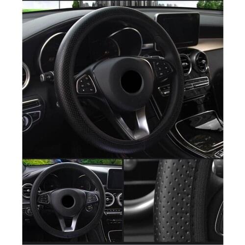 Car Steering Wheel Cover Soft Faux Leather Air Permeable Decoration Interior Caravan Trailer Truck Off Road 4x4 Auto Accessories