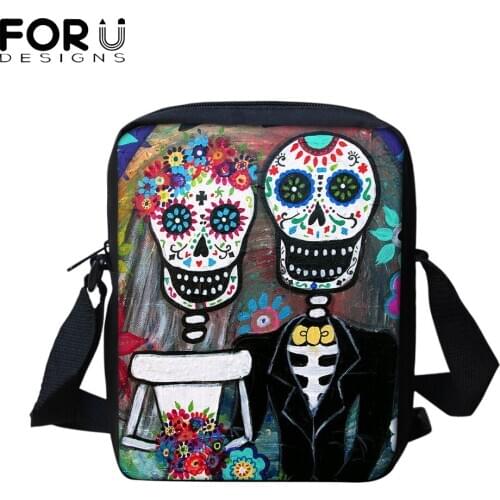 FORUDESIGNS Sugar Skull Design Shoulder Bag Women Handbag Gothic Wedding Crossbody Bag Teen Girls Satchel Bookbag Messenger Bags