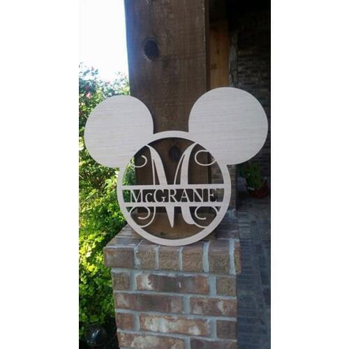 Mouse door hanger, mouse monogram door hanger, unfinished mouse door hanger