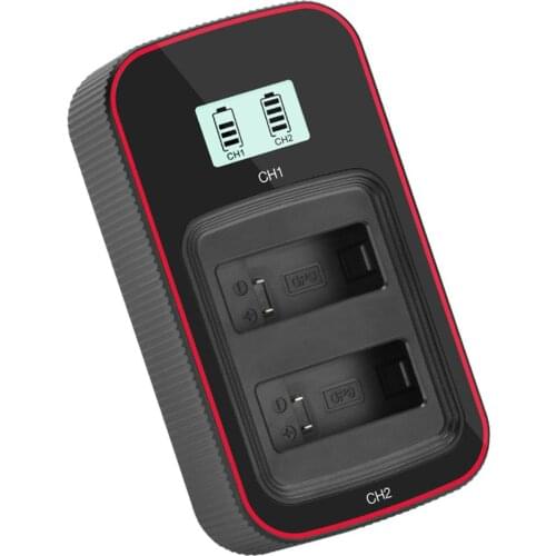 For Go Pro Hero 9 Black dual double Channel Battery charger LCD display Type C Charging Cable For go pro 9 Accessories