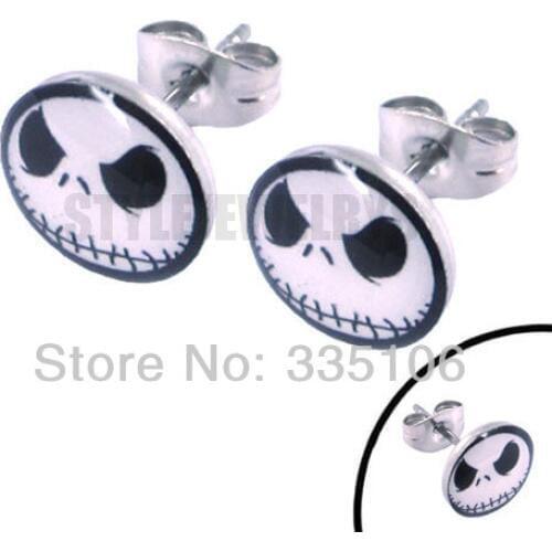 Enamel Jason Ghost Skull Earrings Stainless Steel Jewelry Fashion Lovely Earring Studs Halloween SJE370041A