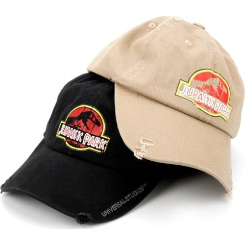 Movie JurassicPark dinosaur Cap Logo Embroidery Baseball Black Snapback Hat Hip Hop for Women Men Dad Hat Present Gift