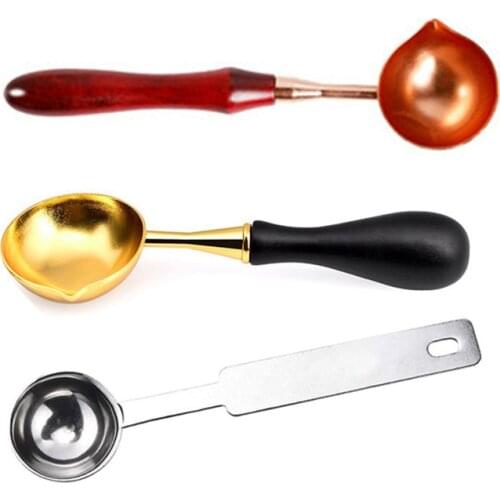 Sealing Wax Spoon Wood Vintage Brass Melting Spoon Wax Seal Warmer For Wax Seal Decorativev Stamp Envelope Letter Art Craft
