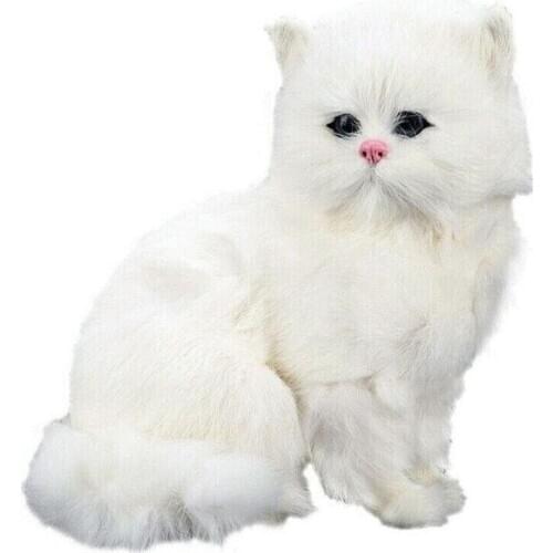 Simulation Toys White Cat Realistic Cute Simulation Stuffed Plush Stuffed Toy Pet Supplies Home Decor Kids Gifts