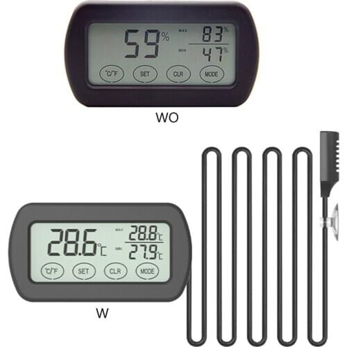 Reptile Pet Box Incubator Egg Hatching Thermometer Hygrometer with Porbe + Touch Screen + Alarm Fuction +Max Min Display