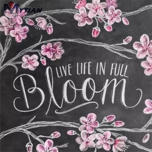 Live Life in Full Bloom,Flowers,5D DIY Diamond Painting,Full Drill Diamond Embroidery Cross Stitch Kits Mosaic Home Decoration