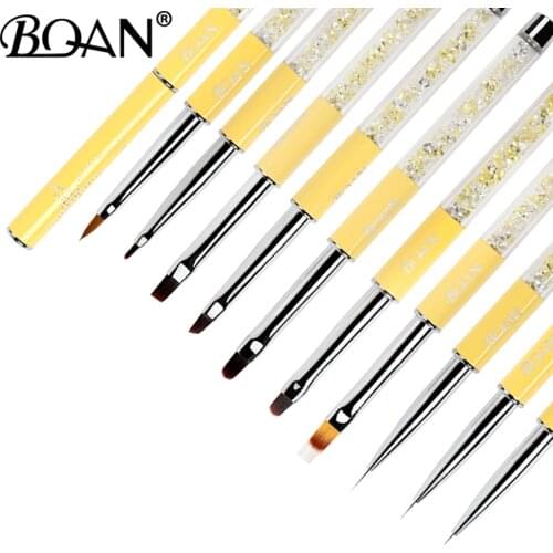 BQAN Yellow Nail Brush Gel Nail BrushArt Line Painting Brushes Crystal Acrylic Thin Liner Drawing Pen Manicure Tools UV Gel Nail