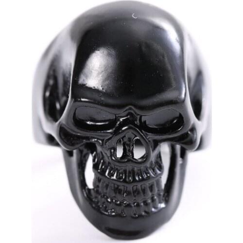 Creative Punk Style Black Skull Head Rings for Men Hollow Cool Death Skull Rings Halloween Gothic Jewelry Gift