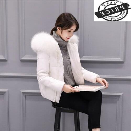 Winter Duck Down Jacket Women Short Down Coat Female Thick Jackets Clothes Ladies Large Fur Hooded Warm Coat Hiver LW162a