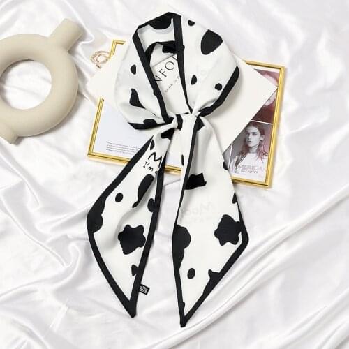 White Black Cow Leopard Zebra Animal Dot Print Small Scarf Long Neckchief Handband 13x150cm Scarves Bandana Tie Retro Shawl New