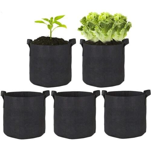 5Pcs 3/4/5/7 Gallon Planting Bags Garden Fabric Strawberry Vegetable Seedling Grow Bags Felt Flower Growing Planter Pots