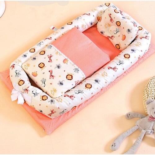Washable Baby Babynest Cotton Baby Nest Bedding Set Portable Sleeping Bed Newborn Crib Foldable Nursery Bassinet Travel Crib