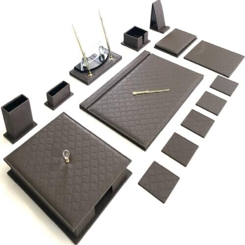 Office Desk Leather Mat Set Organizer Accessories Best Quality mink color (Office Supplies, Office Destop Set, Desk Organizer, )
